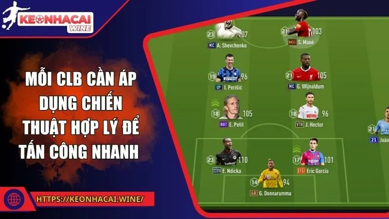Mỗi CLB cần áp dụng chiến thuật hợp lý để tấn công nhanh 